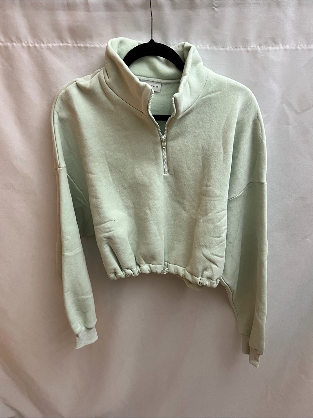 Sunday Waves Mint Green Cropped Half Zip Pullover Sweatshirt Womens Size S
